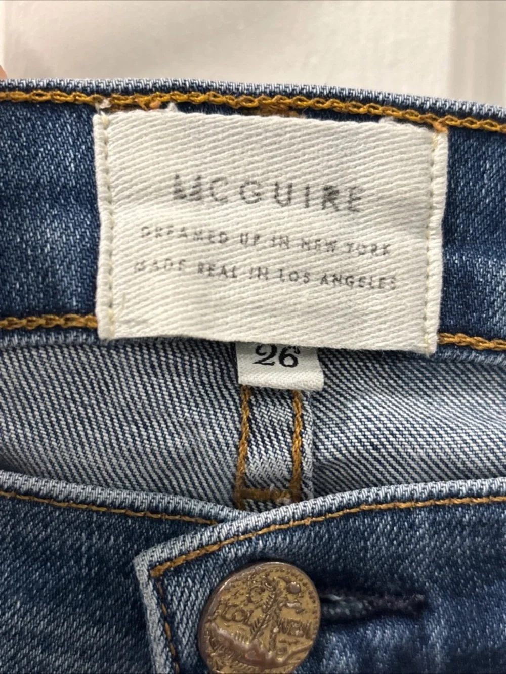 McGuire Women’s Majorelle Flare Jeans Size 26 Medium Wash Mid Rise Bell Bottom